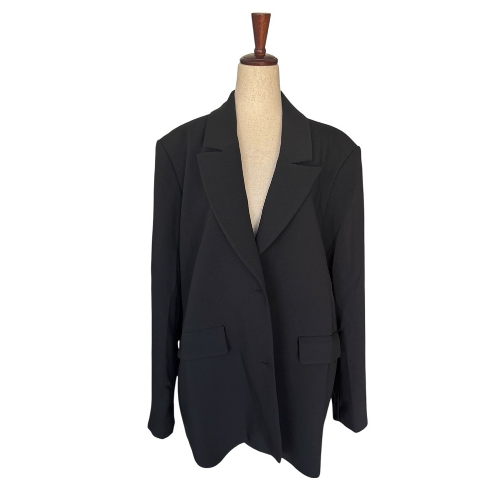 Good American Luxe Suiting Boyfriend Blazer Black Long Sleeve sz 3/4 Large - Picture 2 of 16